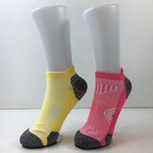 Womens Ankle Socks Set 2 Diamond Pattern Yellow Pink Charcoal Gray